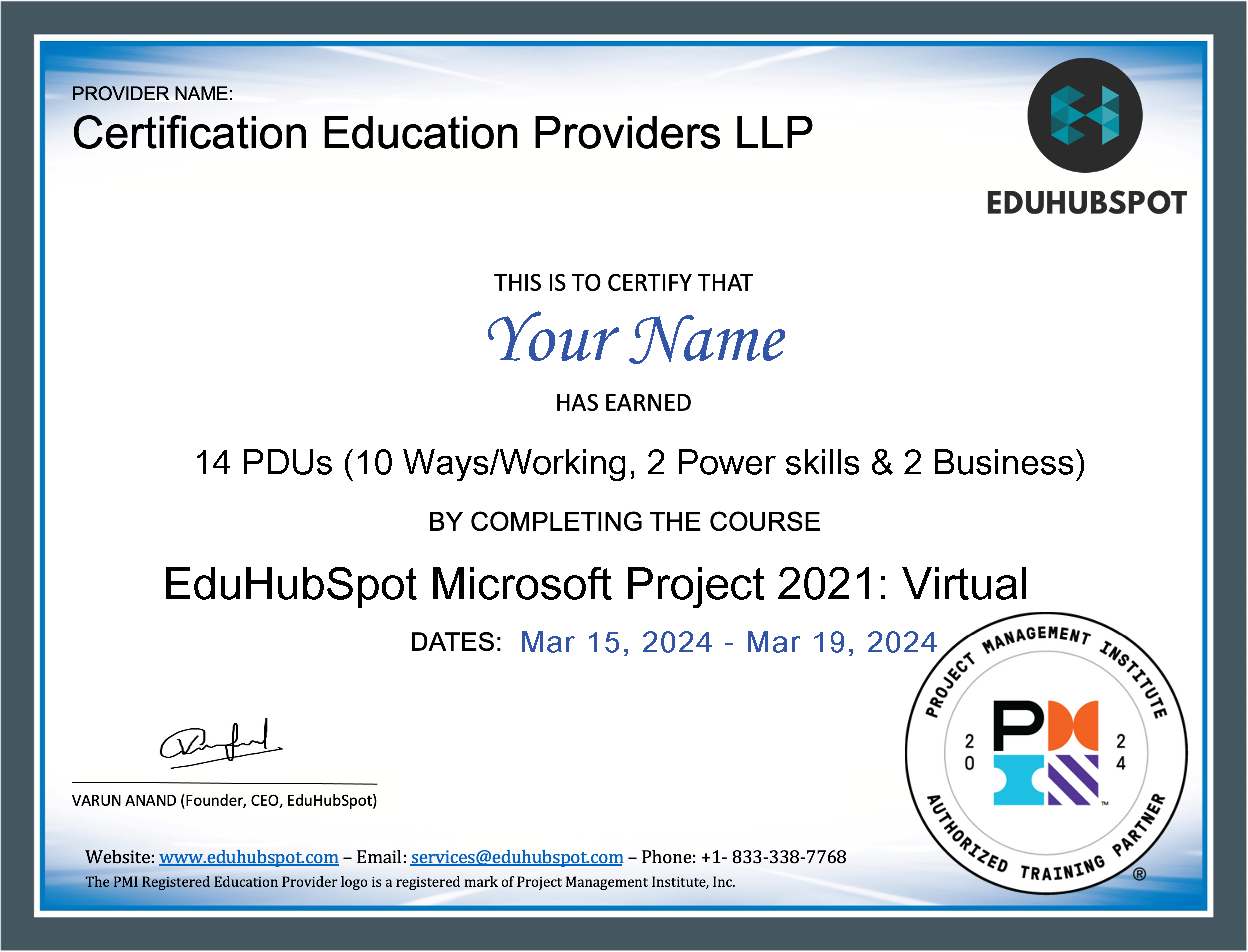 Microsoft Project Course Training and Certification EduHubSpot