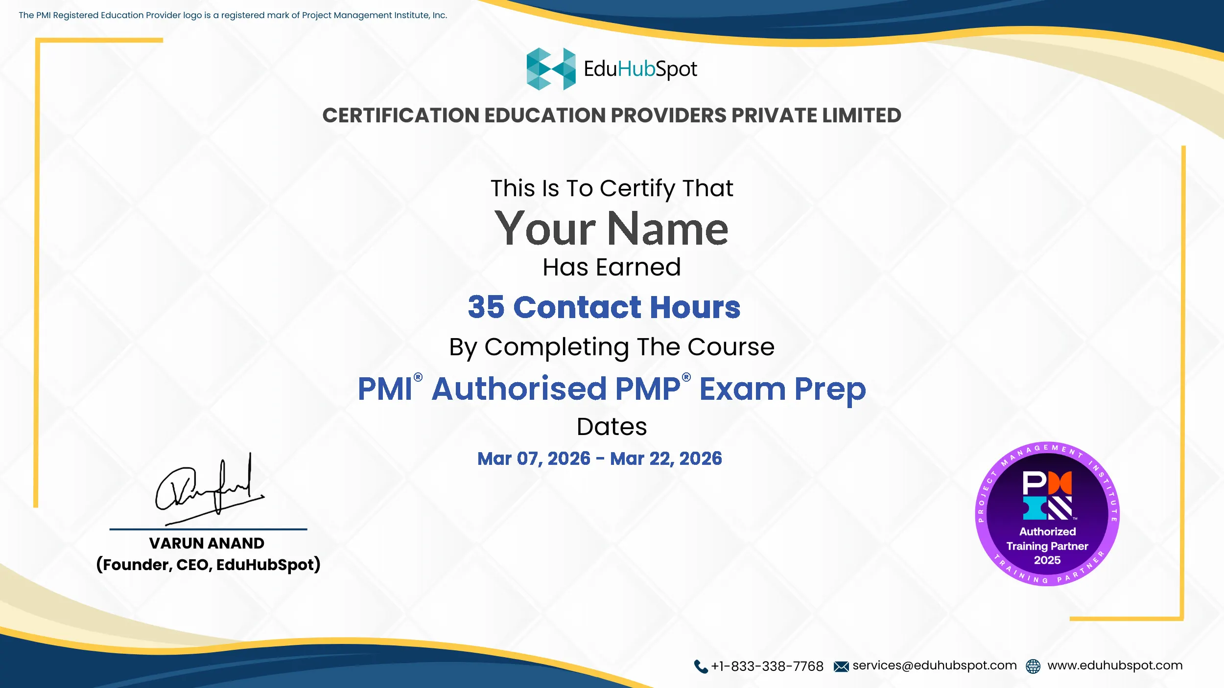 Certification awarded to Shrasti Patel for earning 30 PDUs by completing the Artificial Intelligence Project Management Certification course from Oct 05, 2024 to Oct 13, 2024, issued by Certification Education Providers Private Limited with signature of course advisor Gautham Sudakar.